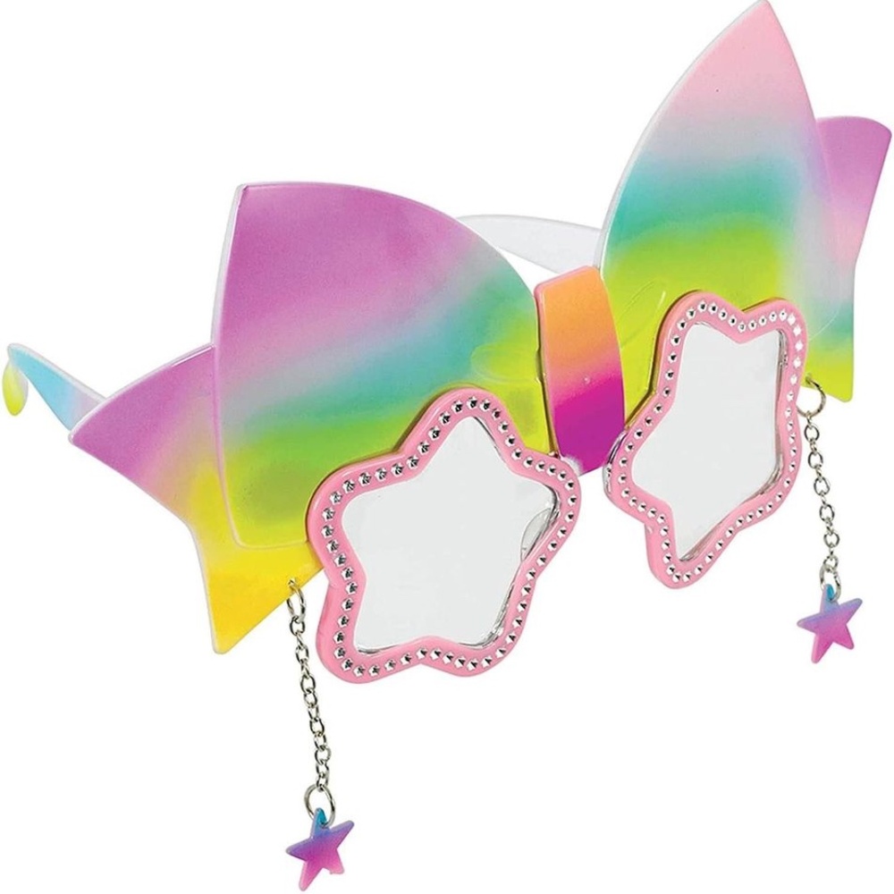 BRAND NEW girl novelty rainbow ribbon party sunglasses